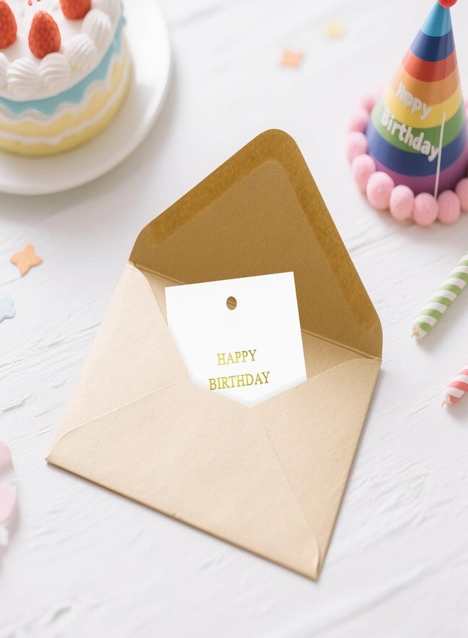 joycraft Birthday Gift Tags with String, 50Pcs Gold Foil Happy Birthday Party Favor Tag, 2.5 in White Square Paper Hangtags for Gift Wrapping, DIY Craft, Classroom, Office - Image 5